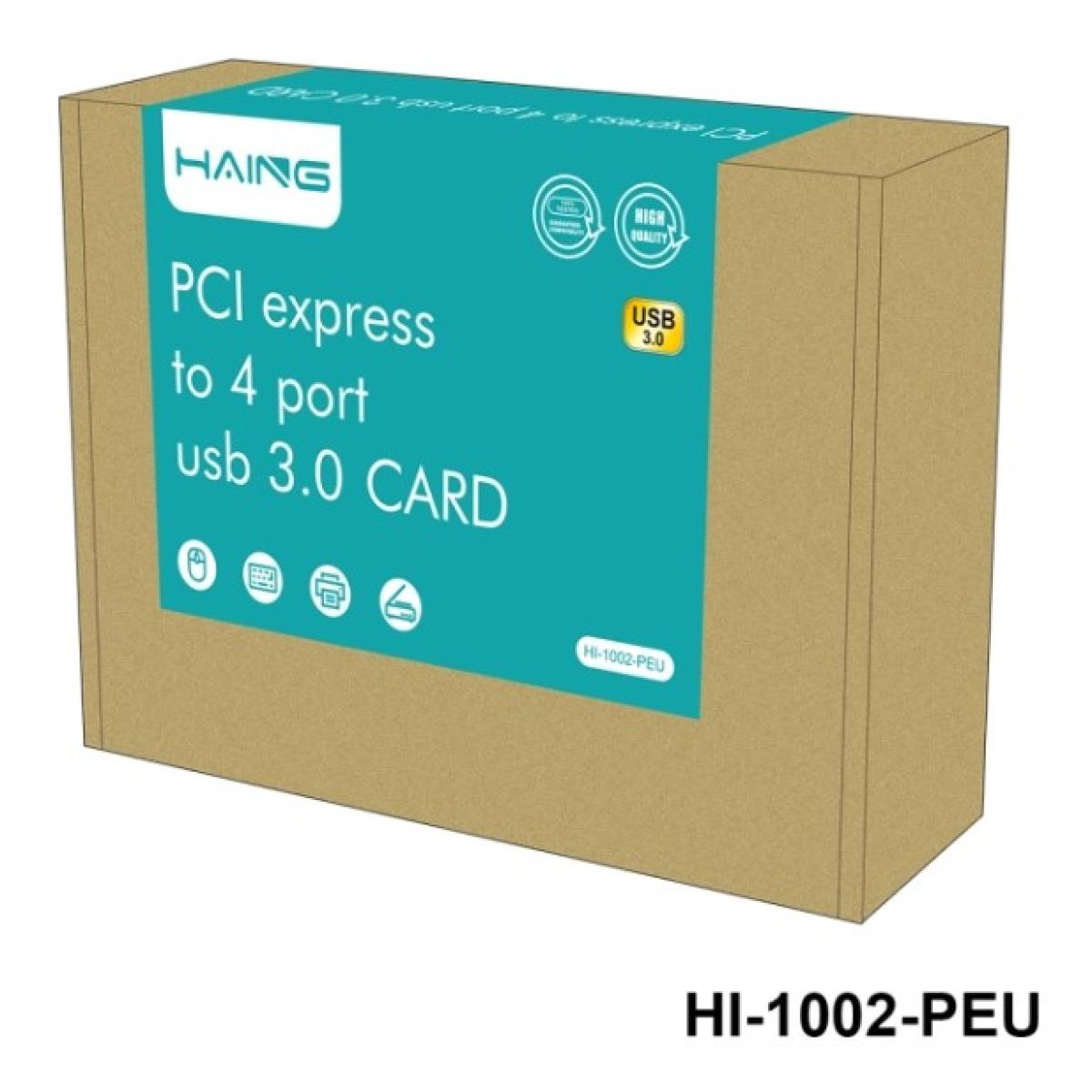 Haing HI-1002-PEU PCI Express to 4 port USB 3.0 PCI Express Card Haing HI-1002-PEU PCI Express to 4 port USB 3.0 PCI Express Card